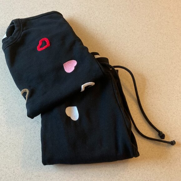 Lou & Grey Petites Lounge Set: Sweat Shirt Sweat Pants Women Size Small Hearts - Picture 9 of 12